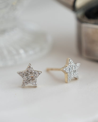 .23 Diamond Star Stud Earrings Two-Tone 14k