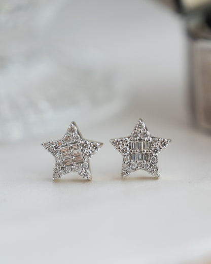 .23 Diamond Star Stud Earrings Two-Tone 14k