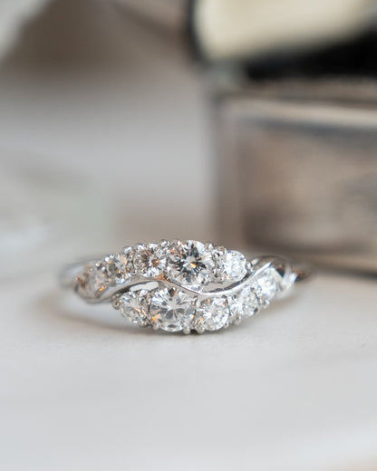 .56 Vintage Mid-Century Diamond Bypass Ring Platinum
