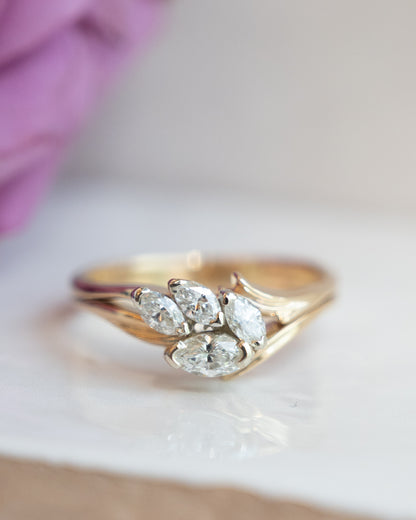 .22 Marquise Diamond Cluster Engagement Ring 14k