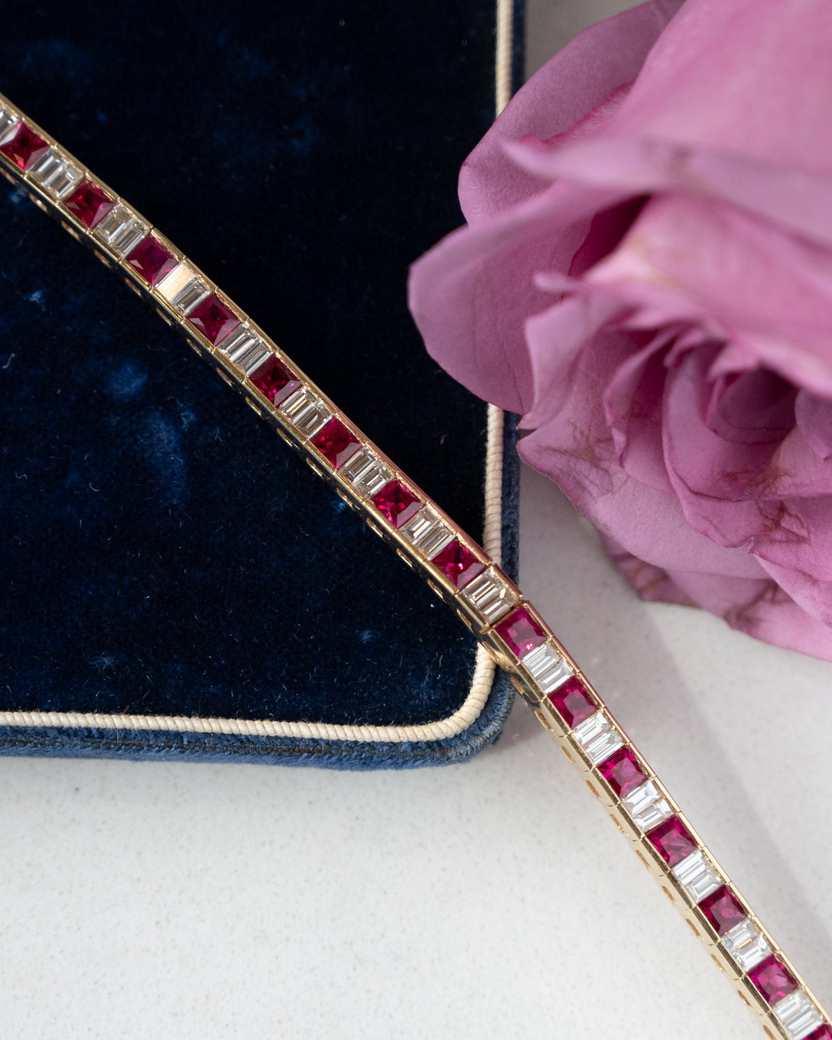 6 Carat Ruby & Diamond Tennis Bracelet 14k
