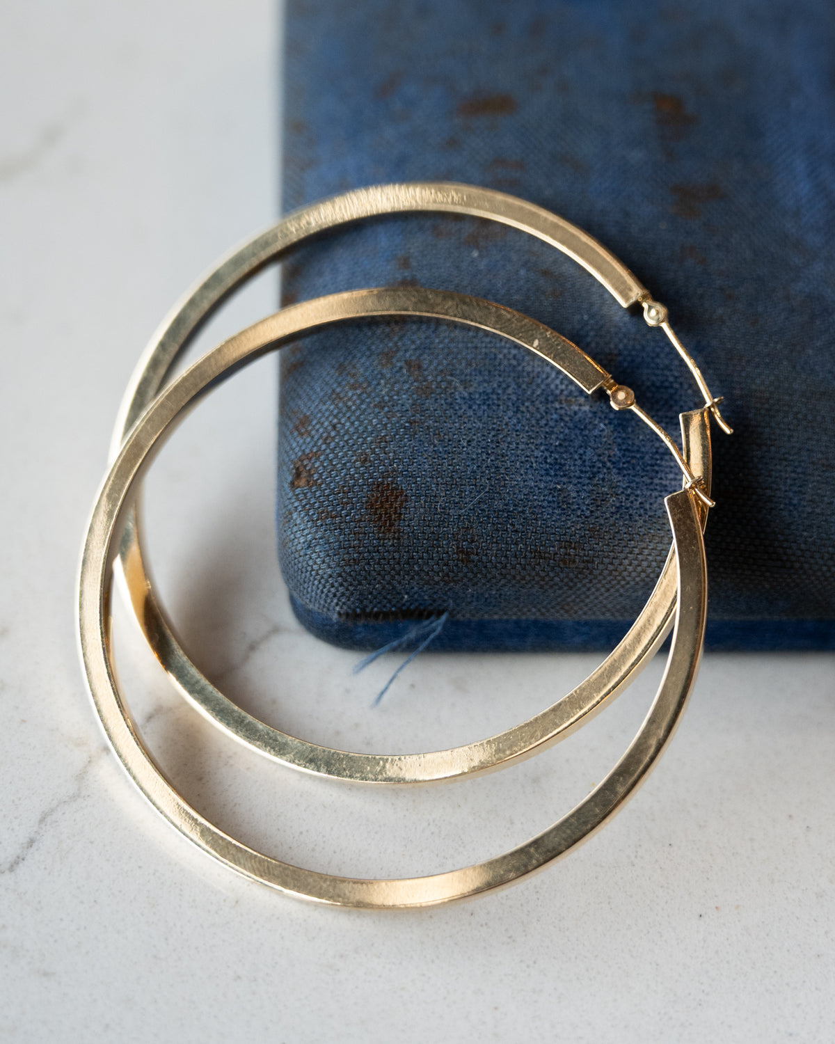 Thin Flat Edge Hoop Earrings 10k Yellow Gold