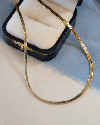 Herringbone Chain Necklace 14k Yellow Gold
