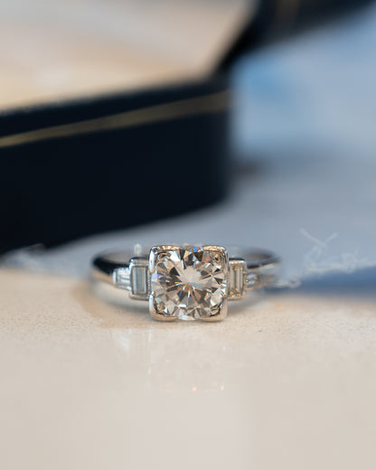 1.28 Vintage Transitional Diamond Engagement Ring 14k