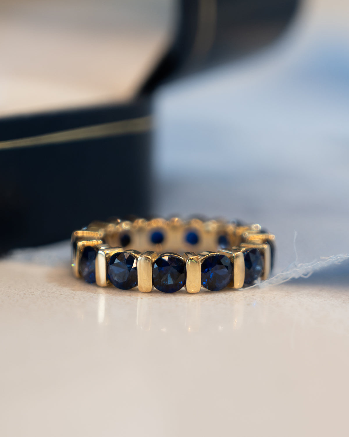 3.25 Blue Sapphire Eternity Stacking Band 14k