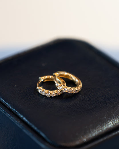 .18 Diamond Huggie Hoop Earrings 14k Yellow Gold