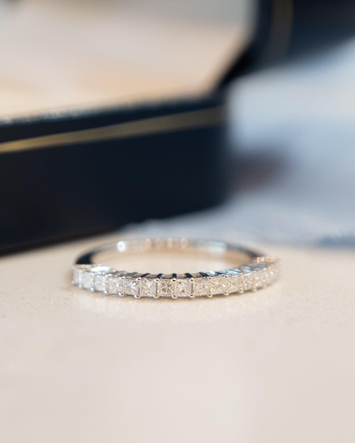 .50 Princess Cut Diamond Wedding Band 14k White Gold
