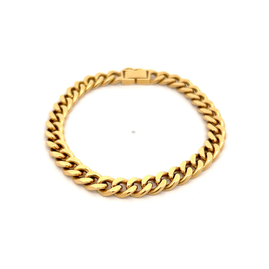 Flattened Curb Link Chain Bracelet 14k Yellow Gold