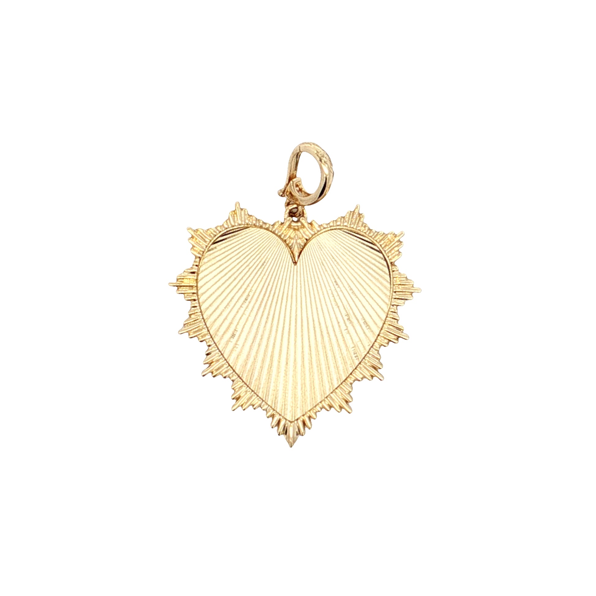 Fluted Heart Pendant in 14k Yellow Gold