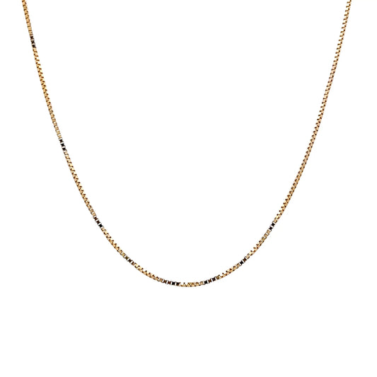 Geometric Box Link Chain Necklace 14k Yellow Gold
