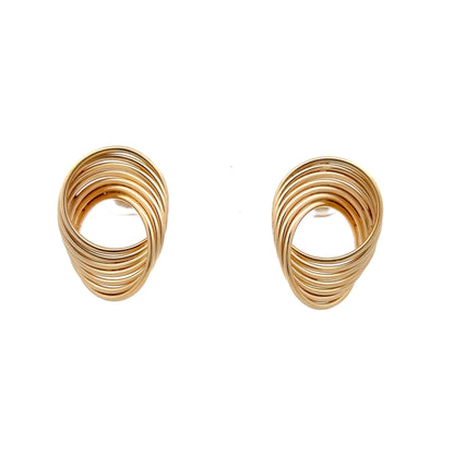Geometric Swirl Stud Earrings in 14k Yellow Gold