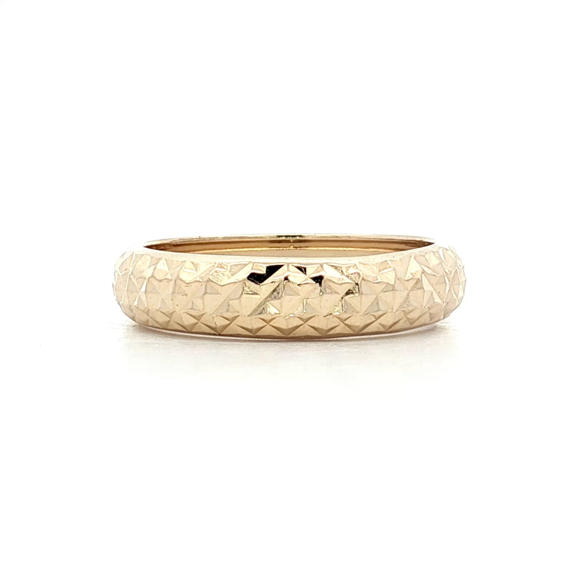 Geometric Textured Wedding Band in 14k Yellow Gold