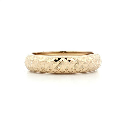 Geometric Textured Wedding Band in 14k Yellow Gold