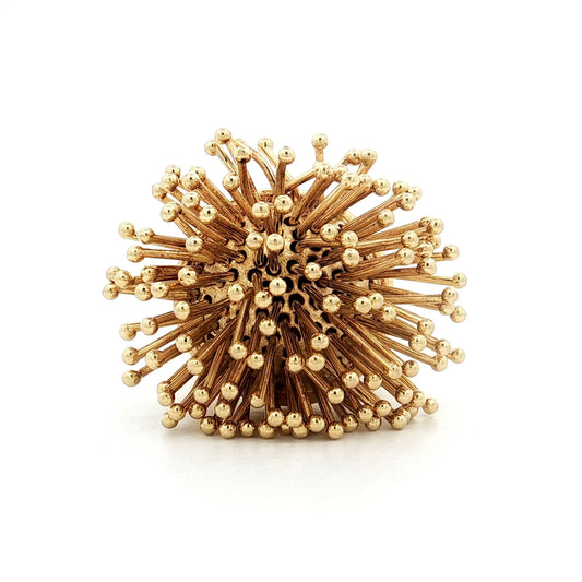 Gesticulating Prong Cocktail Ring 14k Yellow Gold