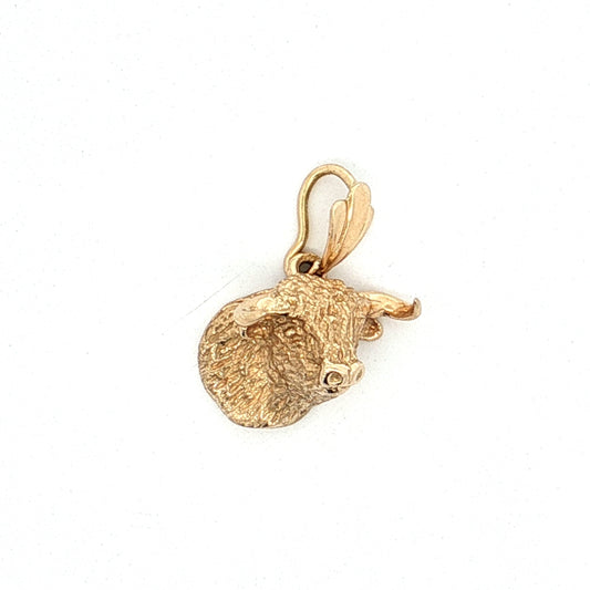 Golden Bull Pendant 14k Yellow Gold