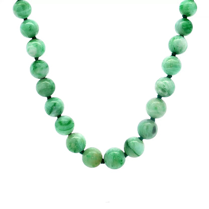 Graduated Beaded Jade Necklace in 14k Yellow Gold