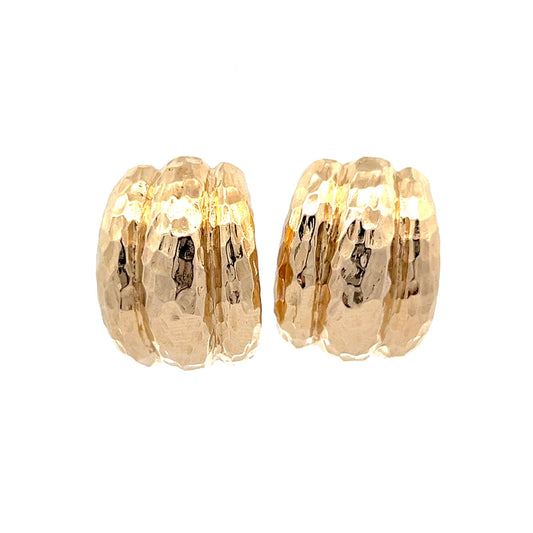 Hammer Textured Stud Earrings in 14k Yellow Gold