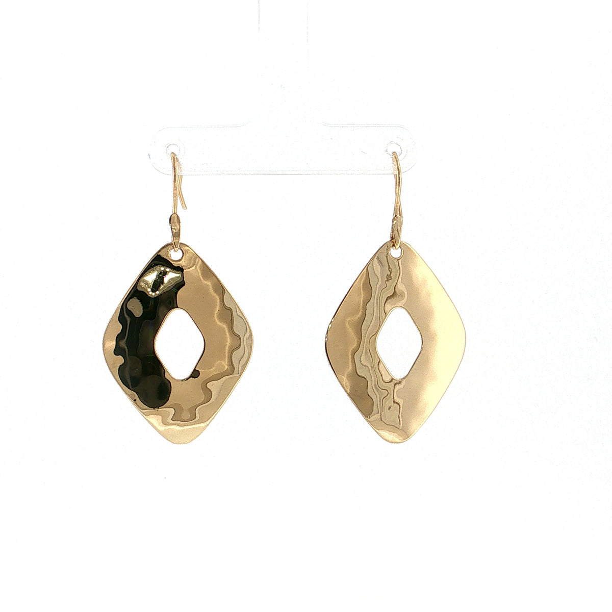 Hammered Kite Drop Earrings 14k Yellow Gold