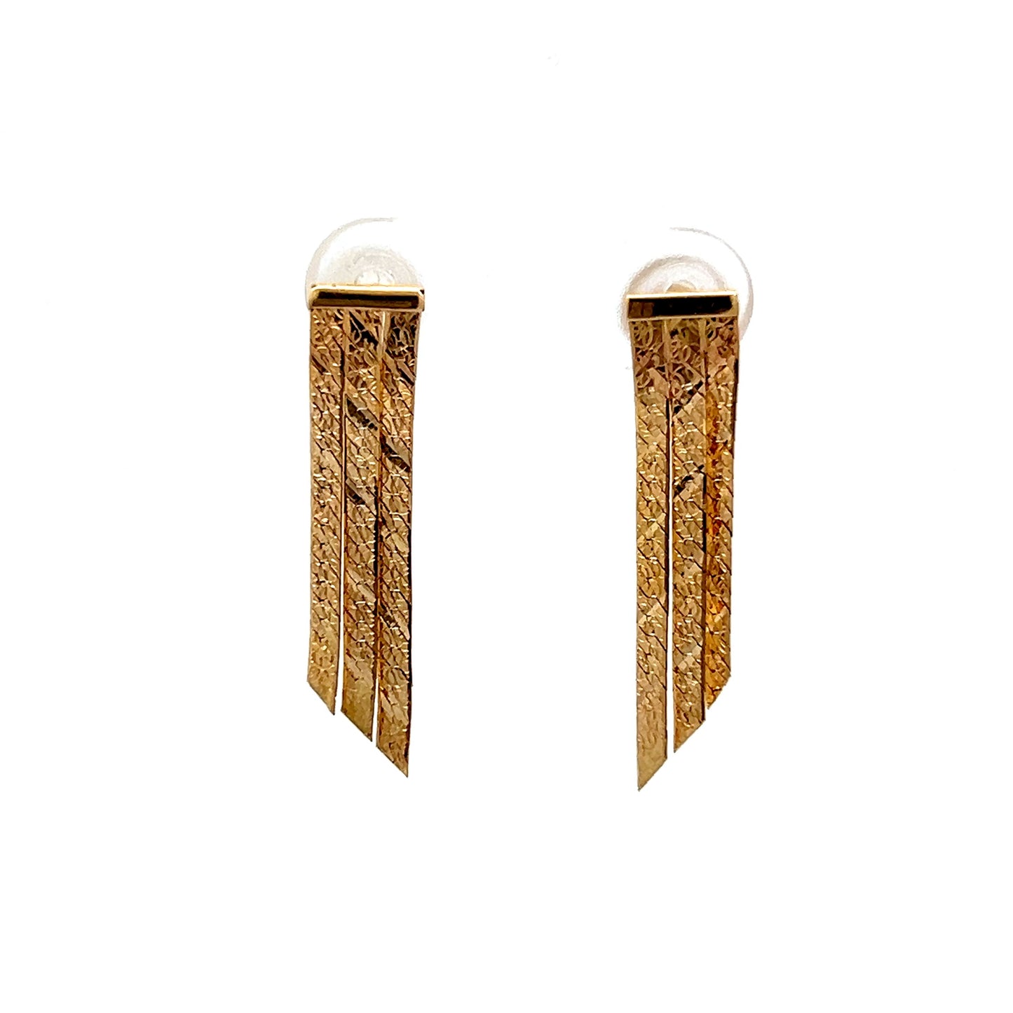 Herringbone Chain Earrings in 14k Yellow Gold