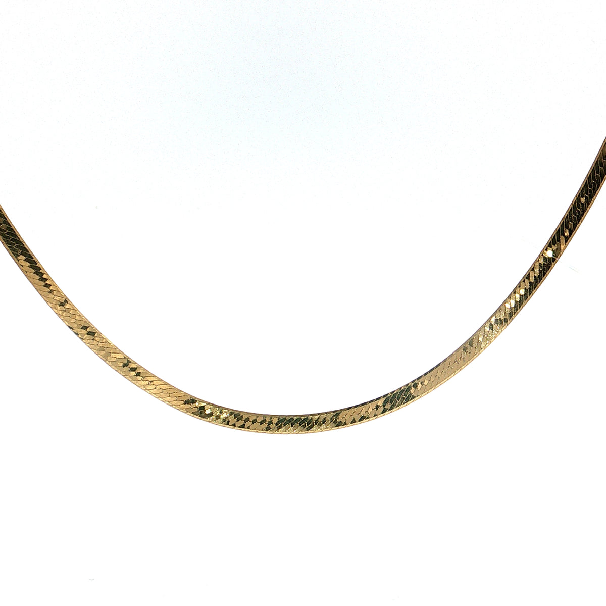 Herringbone Chain Necklace 14k Yellow Gold