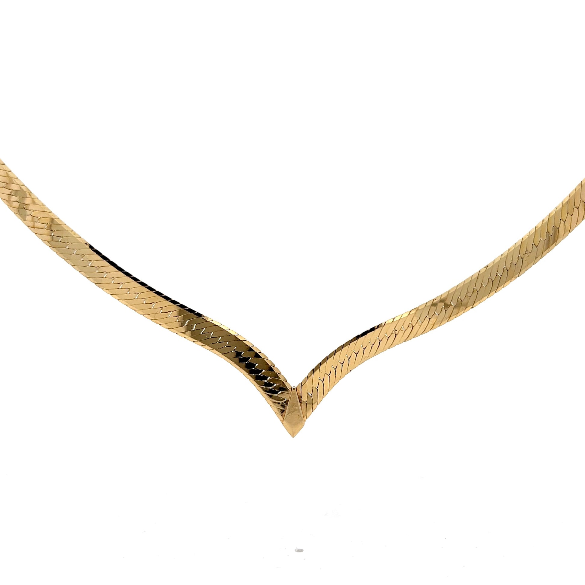 Herringbone Collar Necklace in 14k Yellow Gold – Filigree Jewelers