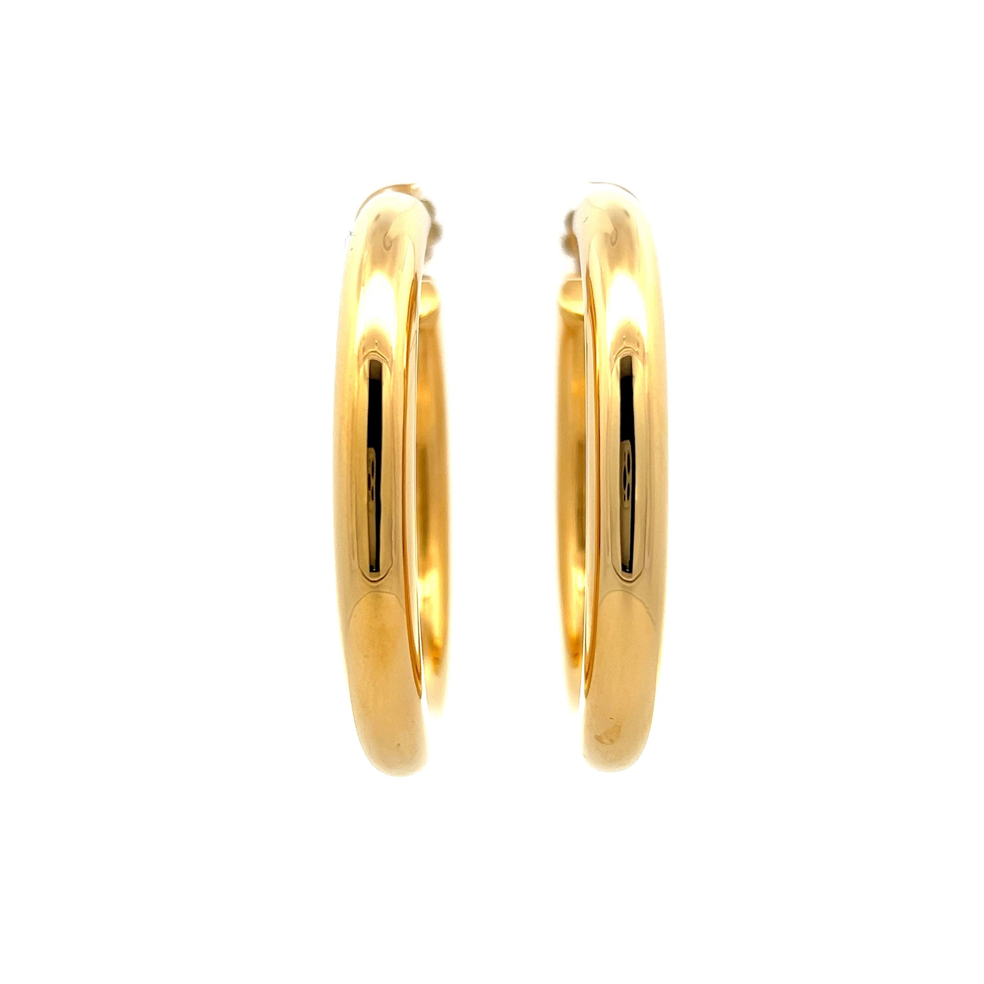 Hollow Tube Hoop Earrings in 18 Yellow Gold – Filigree Jewelers