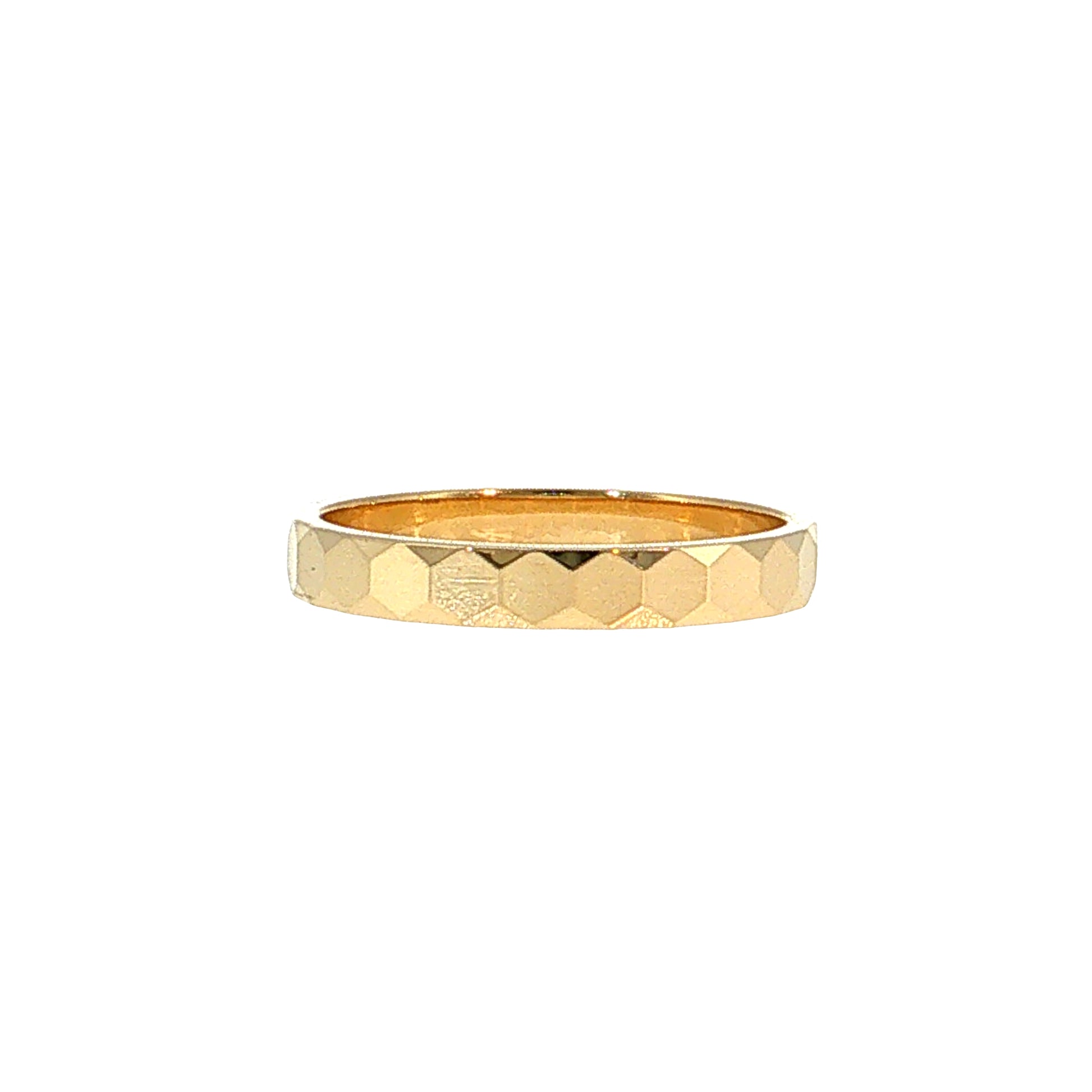 Honeycomb Textured Stacking Ring 14k Yellow Gold