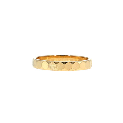 Honeycomb Textured Stacking Ring 14k Yellow Gold