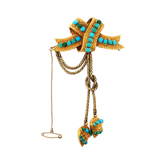 Hunt & Roskell Antique Victorian Turquoise Mourning Brooch 18k