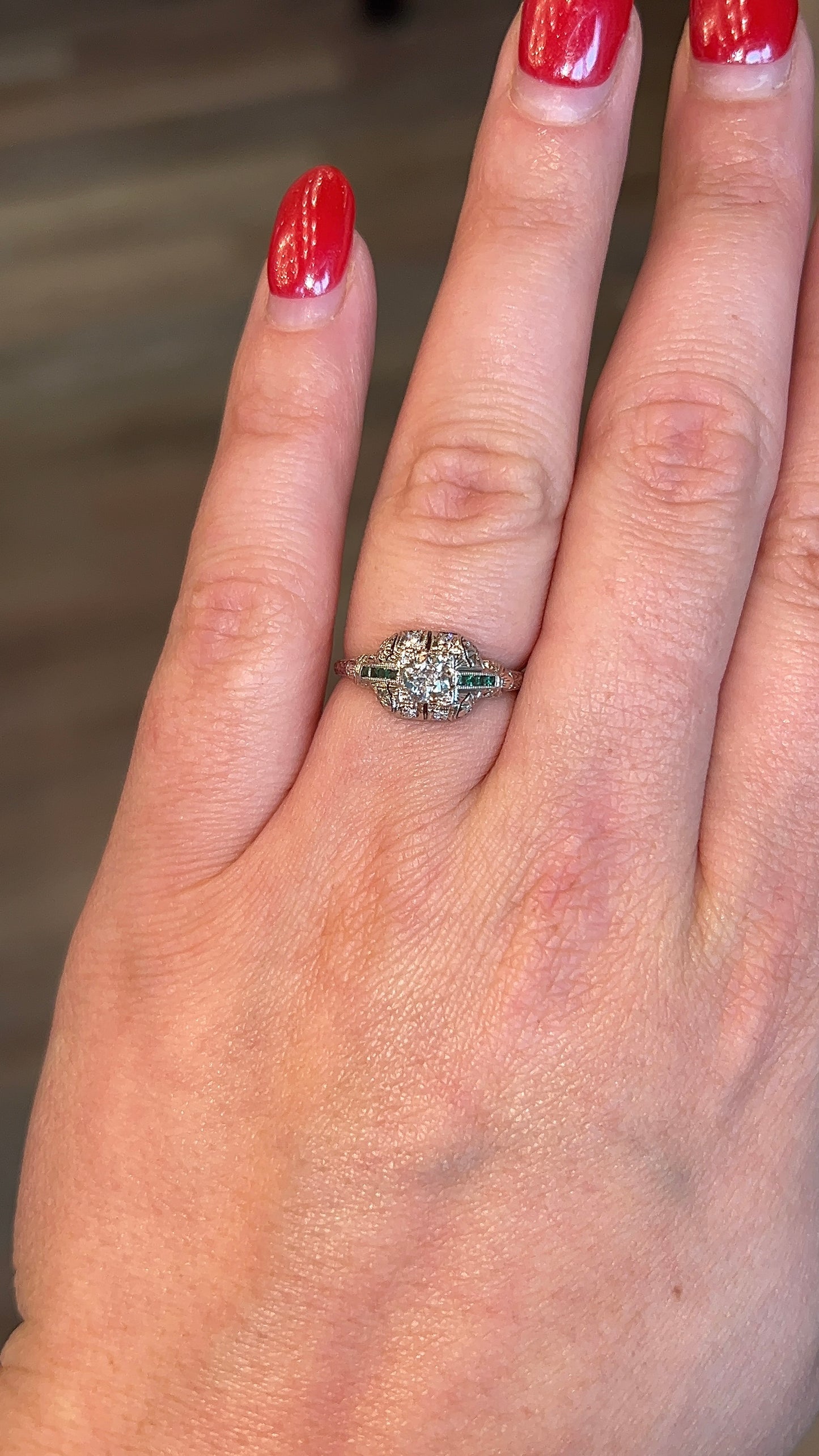 .38 Vintage Art Deco Diamond Engagement Ring in 18k