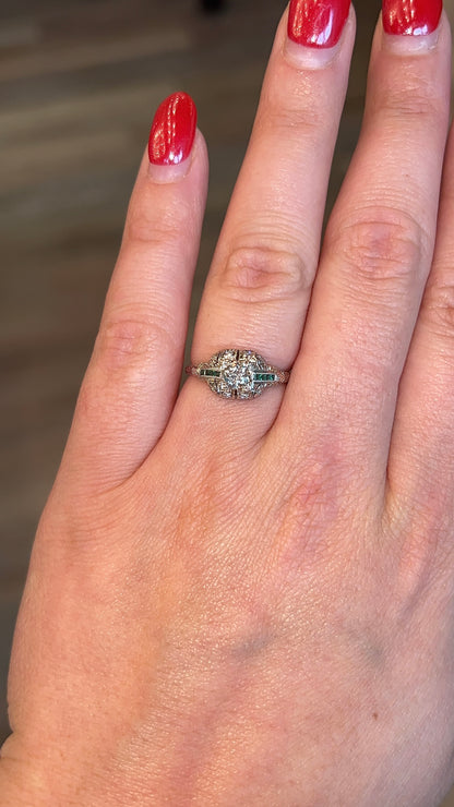 .38 Vintage Art Deco Diamond Engagement Ring in 18k