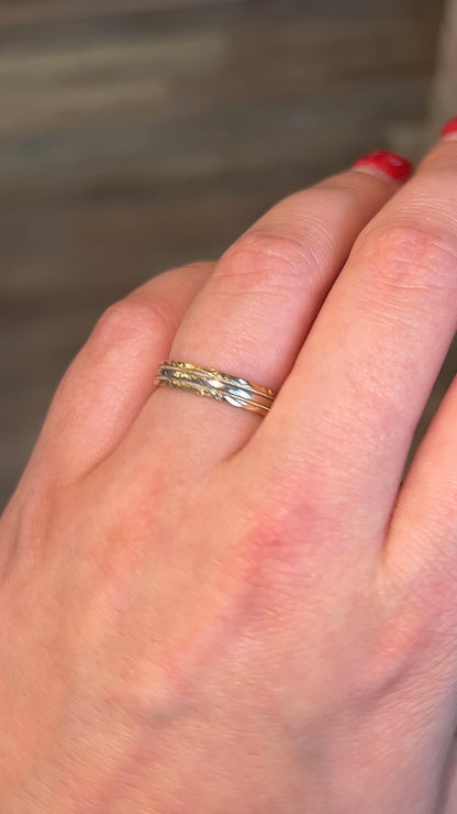 Vintage Mid-Century Two-Tone Wedding Band in 14k