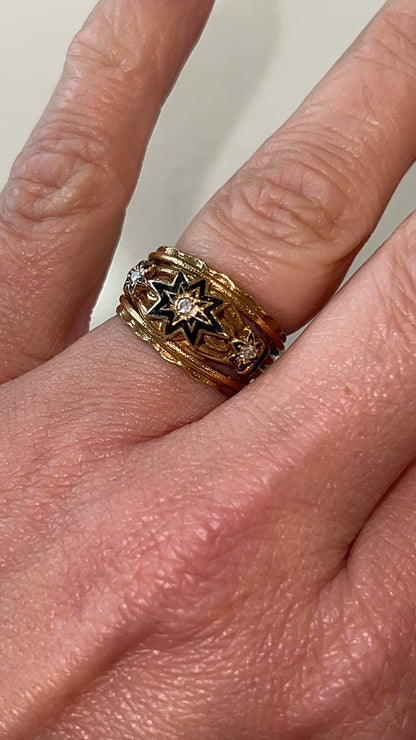 .07 Antique Victorian Diamond & Enamel Cocktail Ring