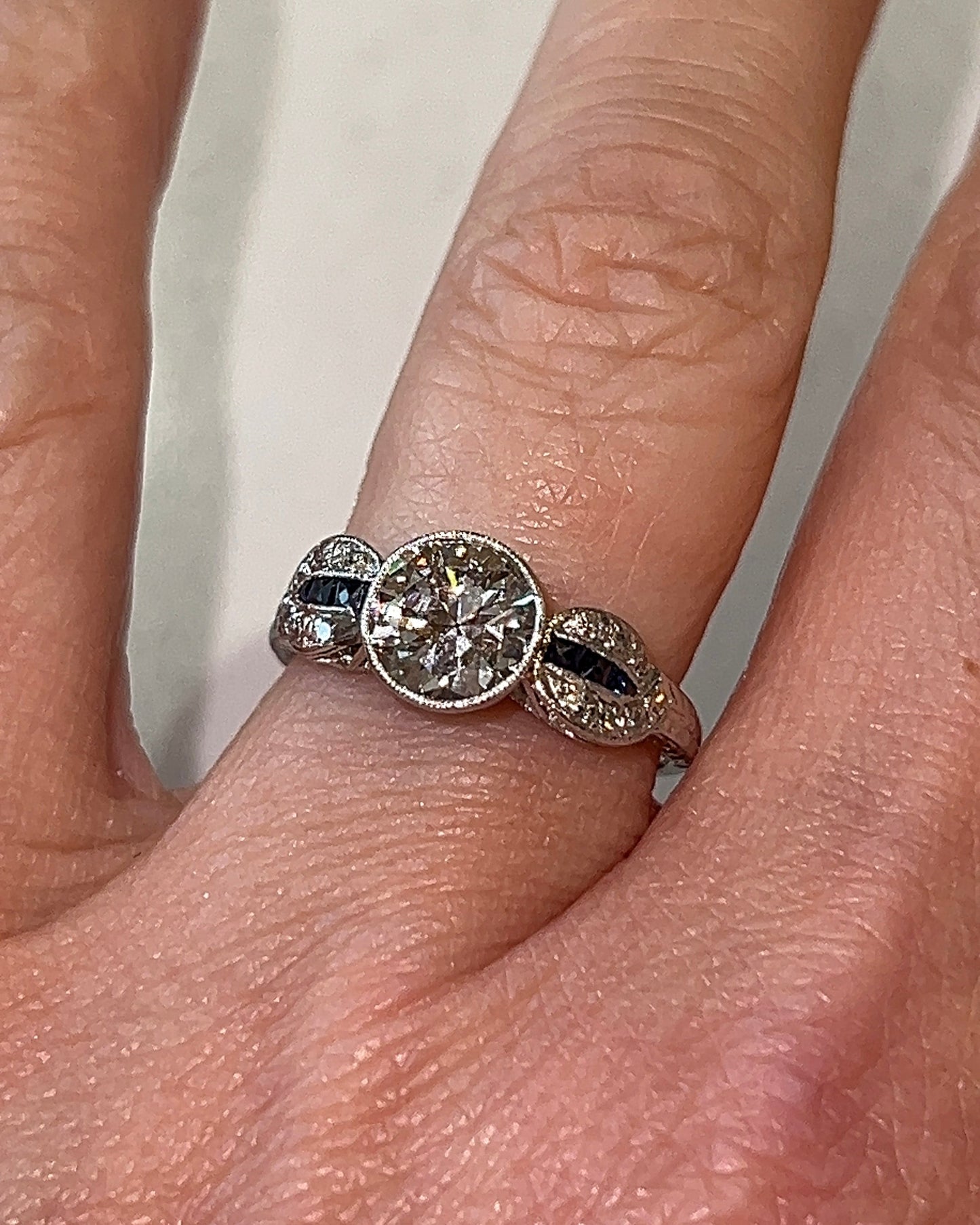1.13 Deco Old Euro Engagement Ring in Platinum