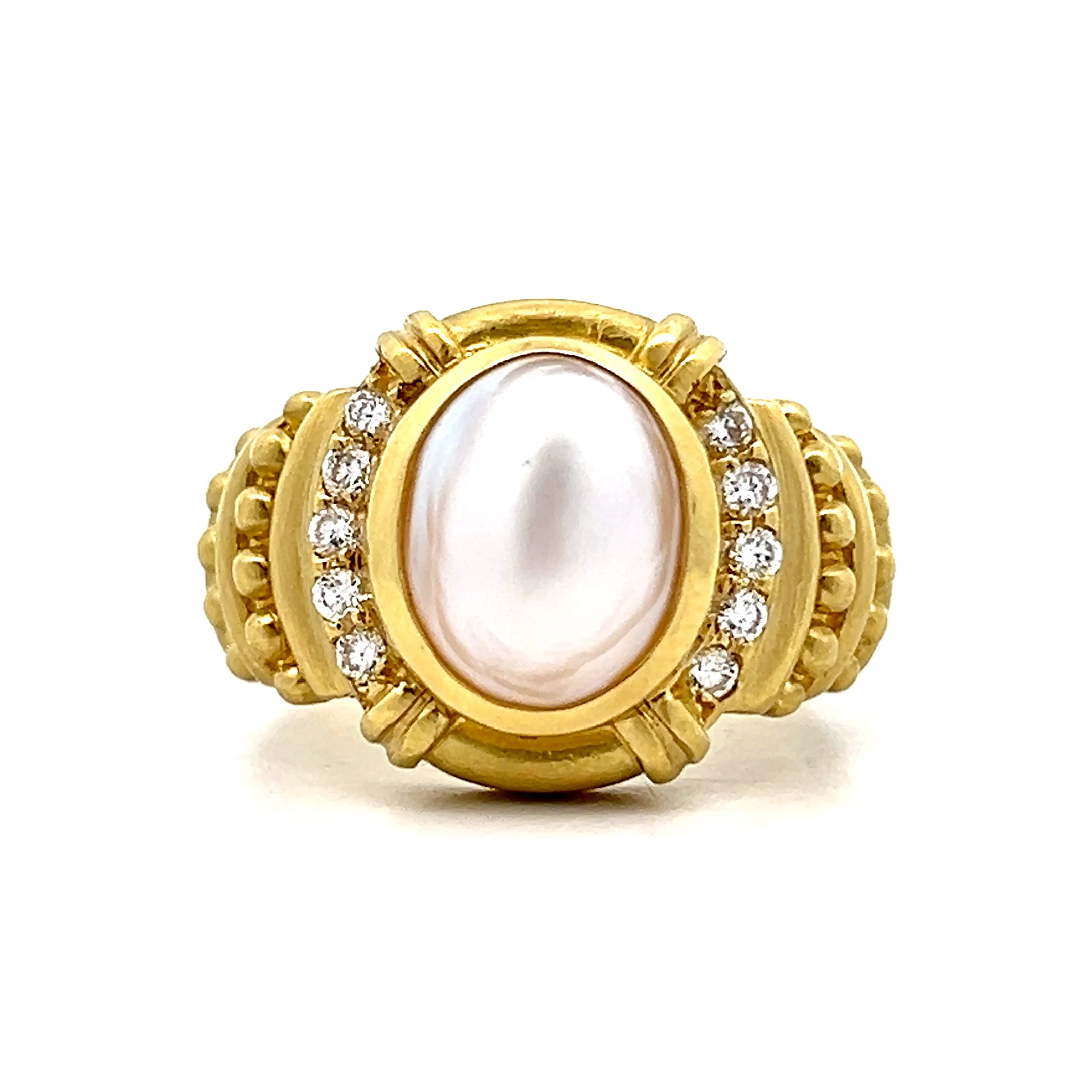 Judith Ripka Mabe Pearl & Diamond Cocktail Ring in 18k – Filigree