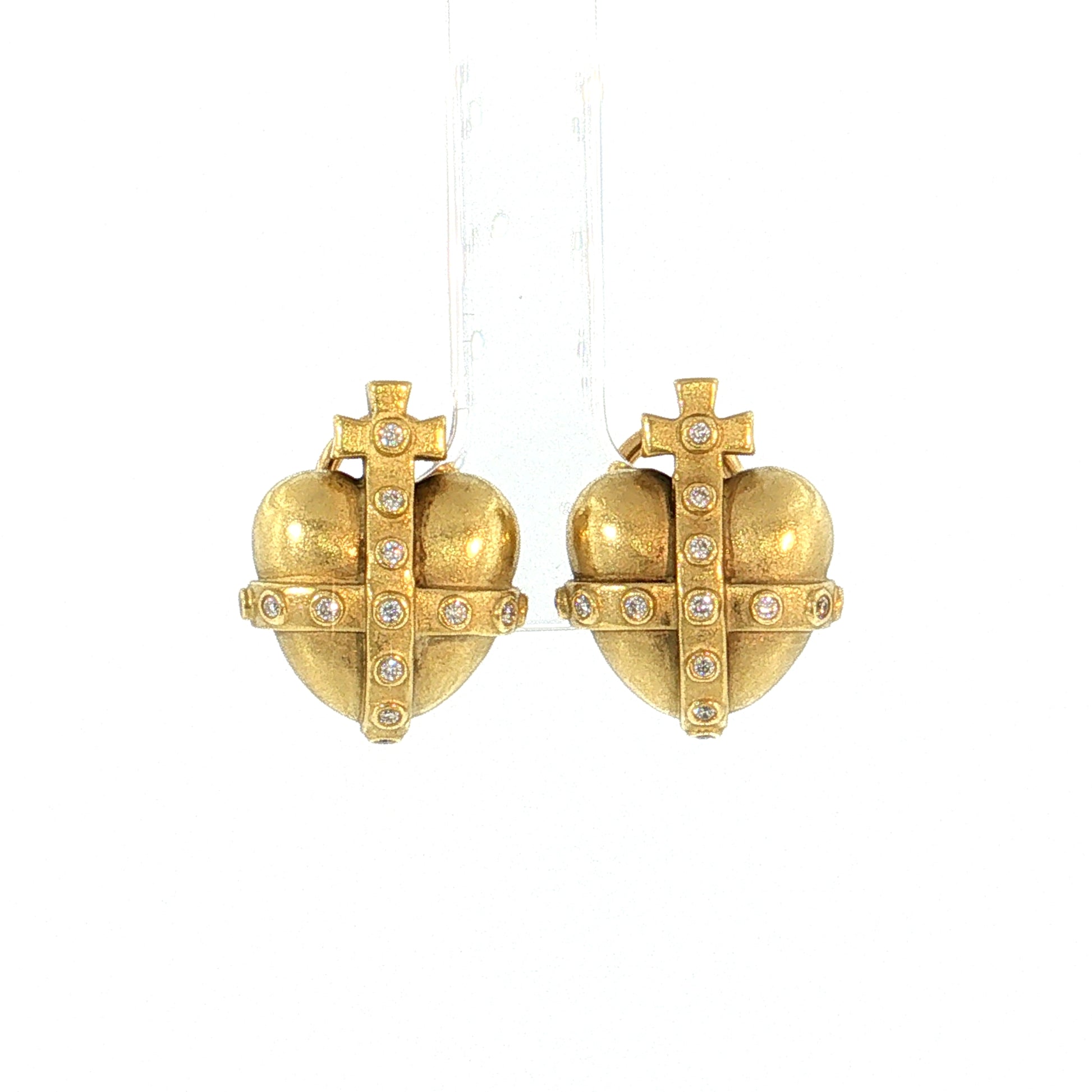 Kieselstein-Cord Heart Cross Diamond Stud Earrings 18k