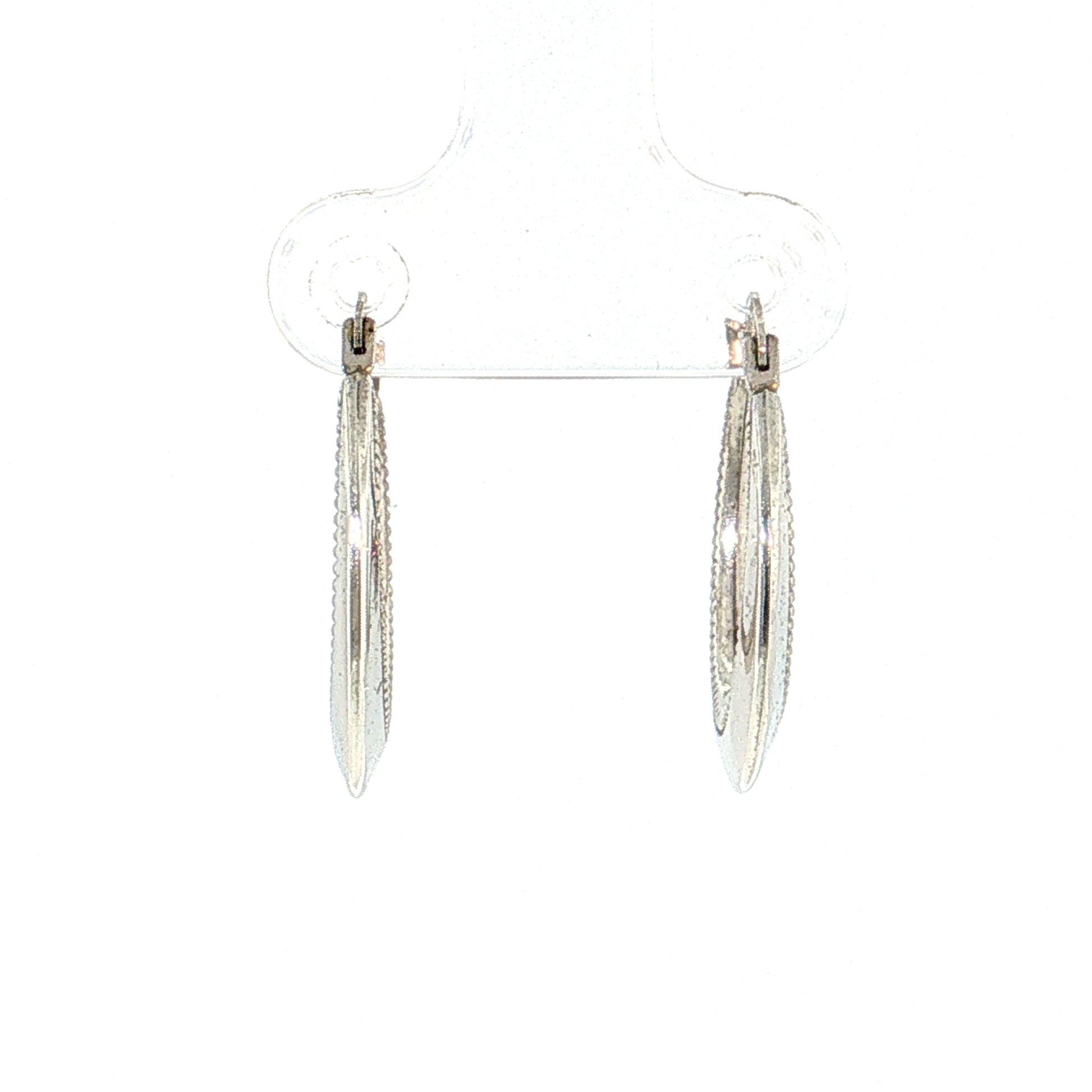 Knife Edge Hoop Earrings 10k White Gold
