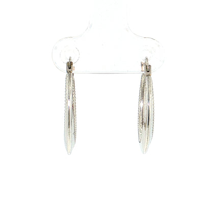 Knife Edge Hoop Earrings 10k White Gold