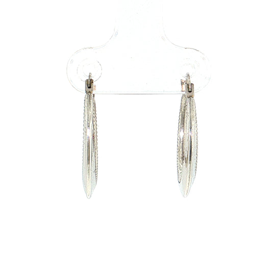 Knife Edge Hoop Earrings 10k White Gold