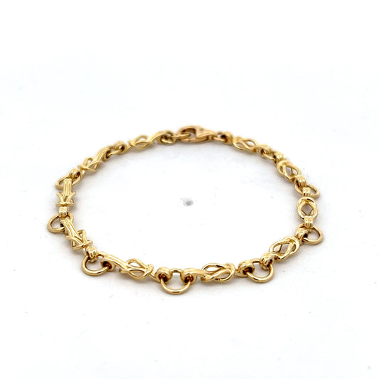 Knotted Link Charm Bracelet in 14k Yellow Gold
