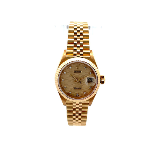 Ladies Rolex Datejust w/ Chevrolet Diamond in 18k 9586116