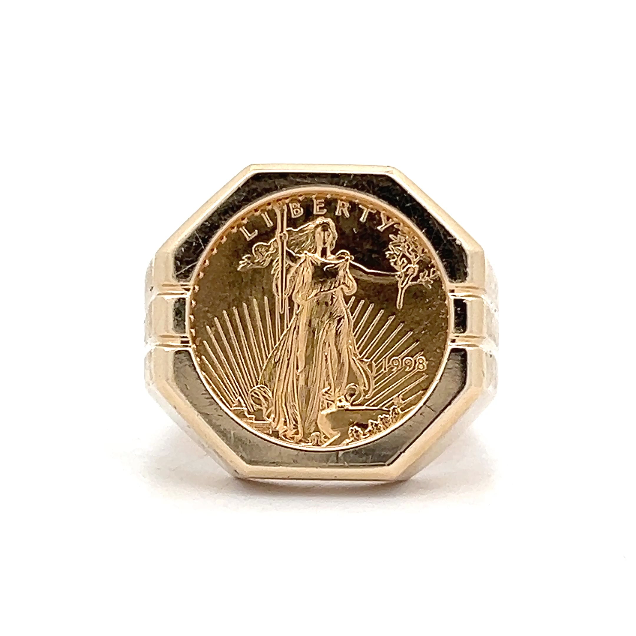 Liberty Coin Cocktail Ring in 22k & 14k Yellow Gold – Filigree