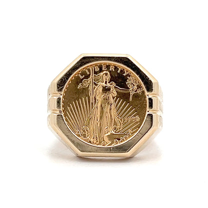 Liberty Coin Cocktail Ring in 22k & 14k Yellow Gold