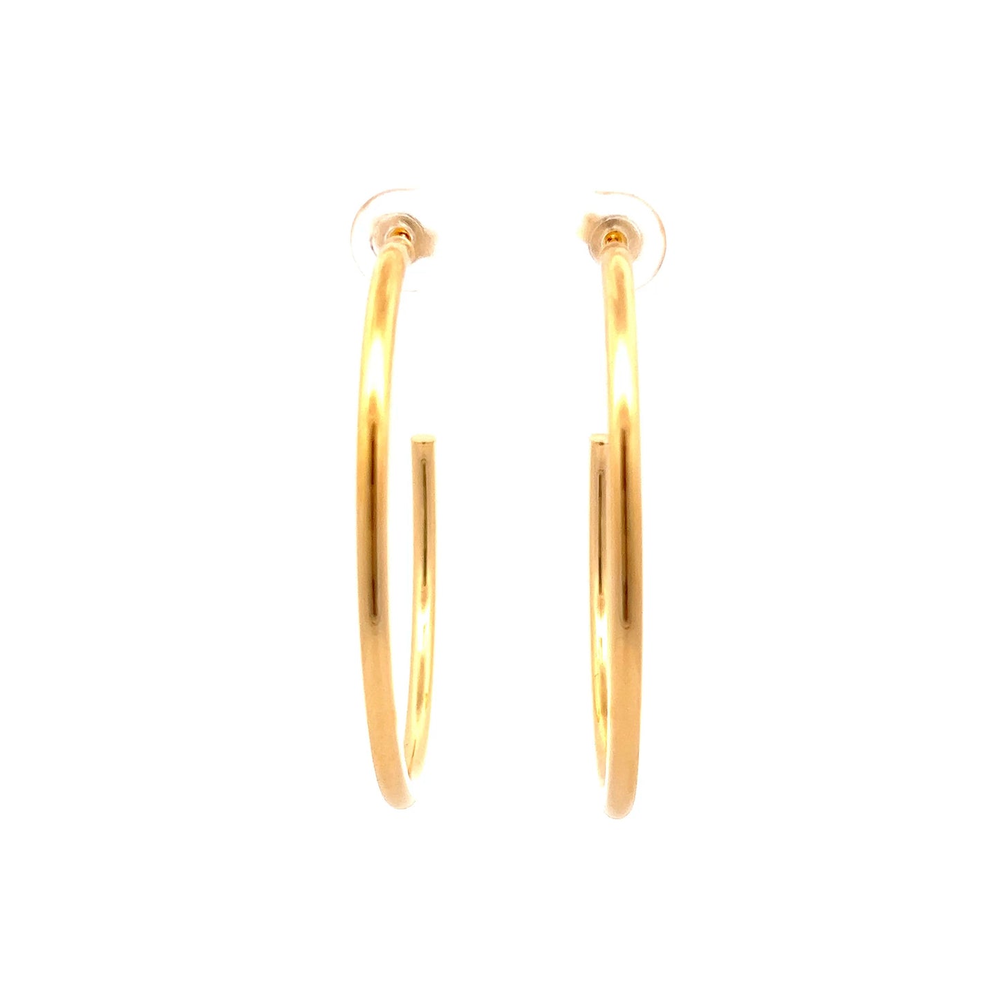 Lightweight J Shape Hoop Earrings in 14k Yellow Gold