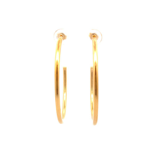 Lightweight J Shape Hoop Earrings in 14k Yellow Gold