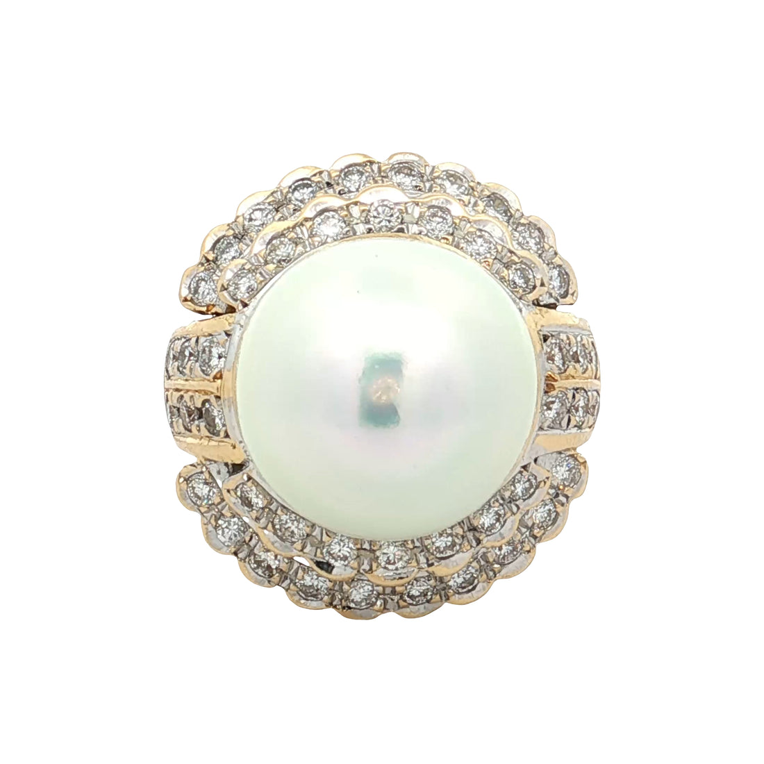 Mabe Pearl & Diamond Cocktail Ring 18k Yellow Gold