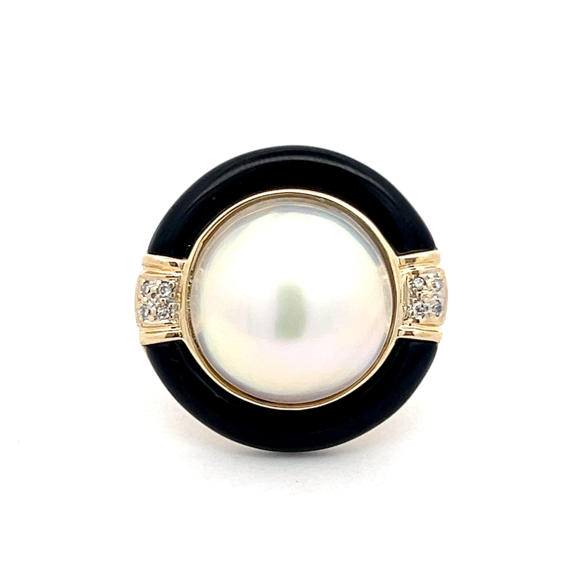 Mabe Pearl & Onyx Cocktail Ring in 14k