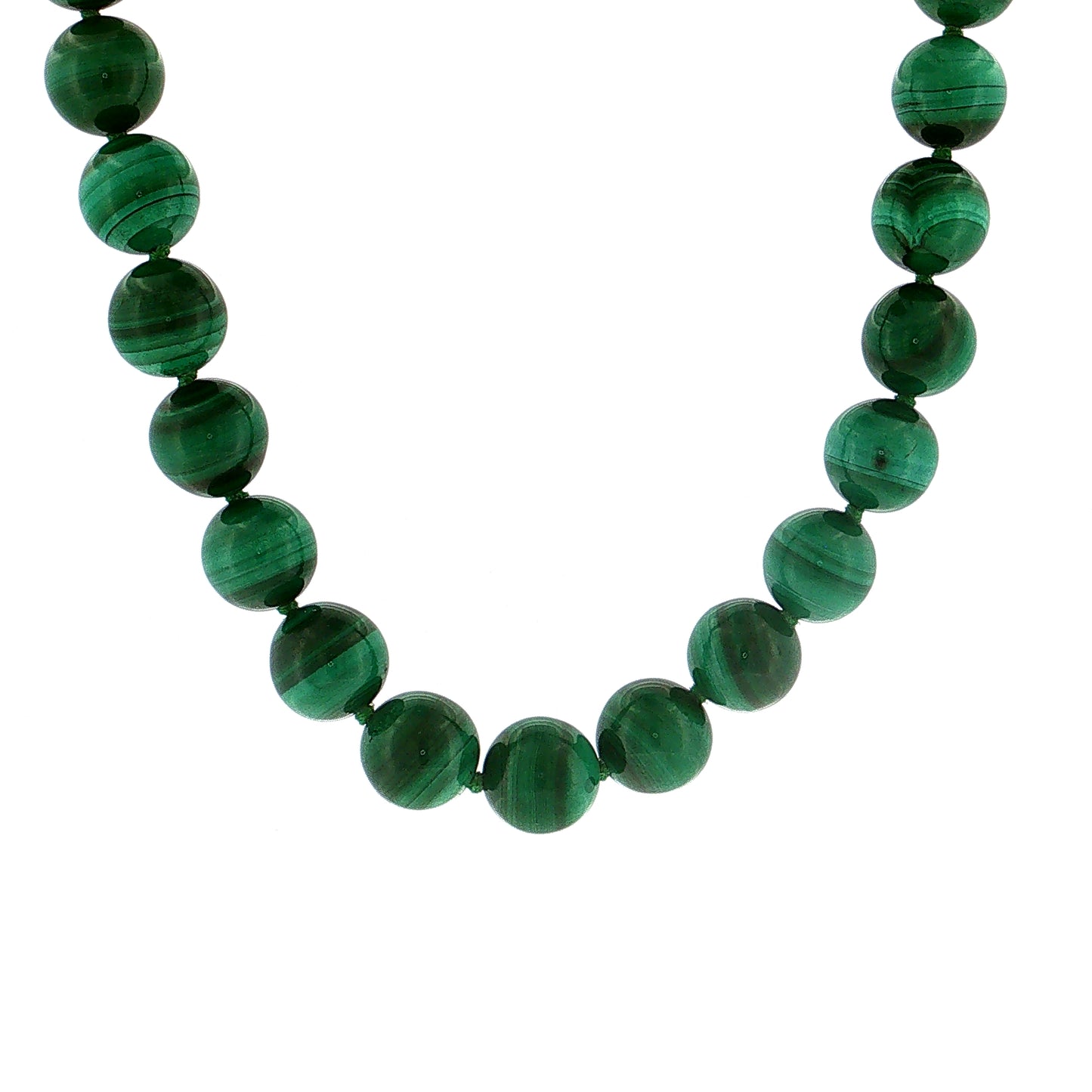 Malachite Beaded Necklace 14k Yellow Gold