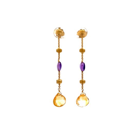Marco Bicego Citrine & Amethyst Drop Earrings in 18k