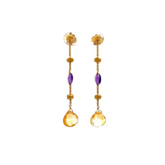Marco Bicego Citrine & Amethyst Drop Earrings in 18k
